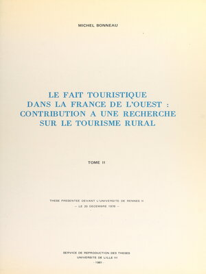 cover image of Le fait touristique dans la France de l'Ouest